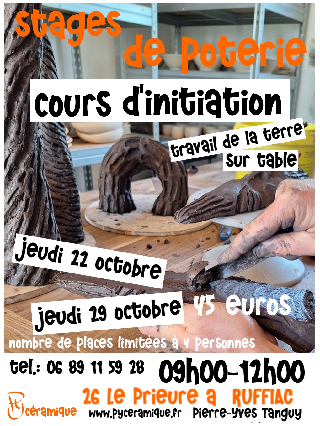 Cours d'initiation au travail de la terre sur table